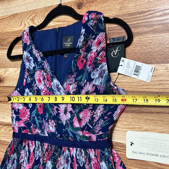 Adrianna Papell floral pleated tiered layers midi dress size 6P - Picture 7 of 16